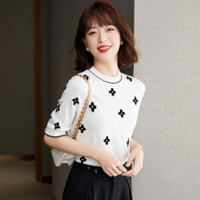 夏季欧洲站重工t恤女装夏装2021年新款潮欧货短袖设计感小众上衣