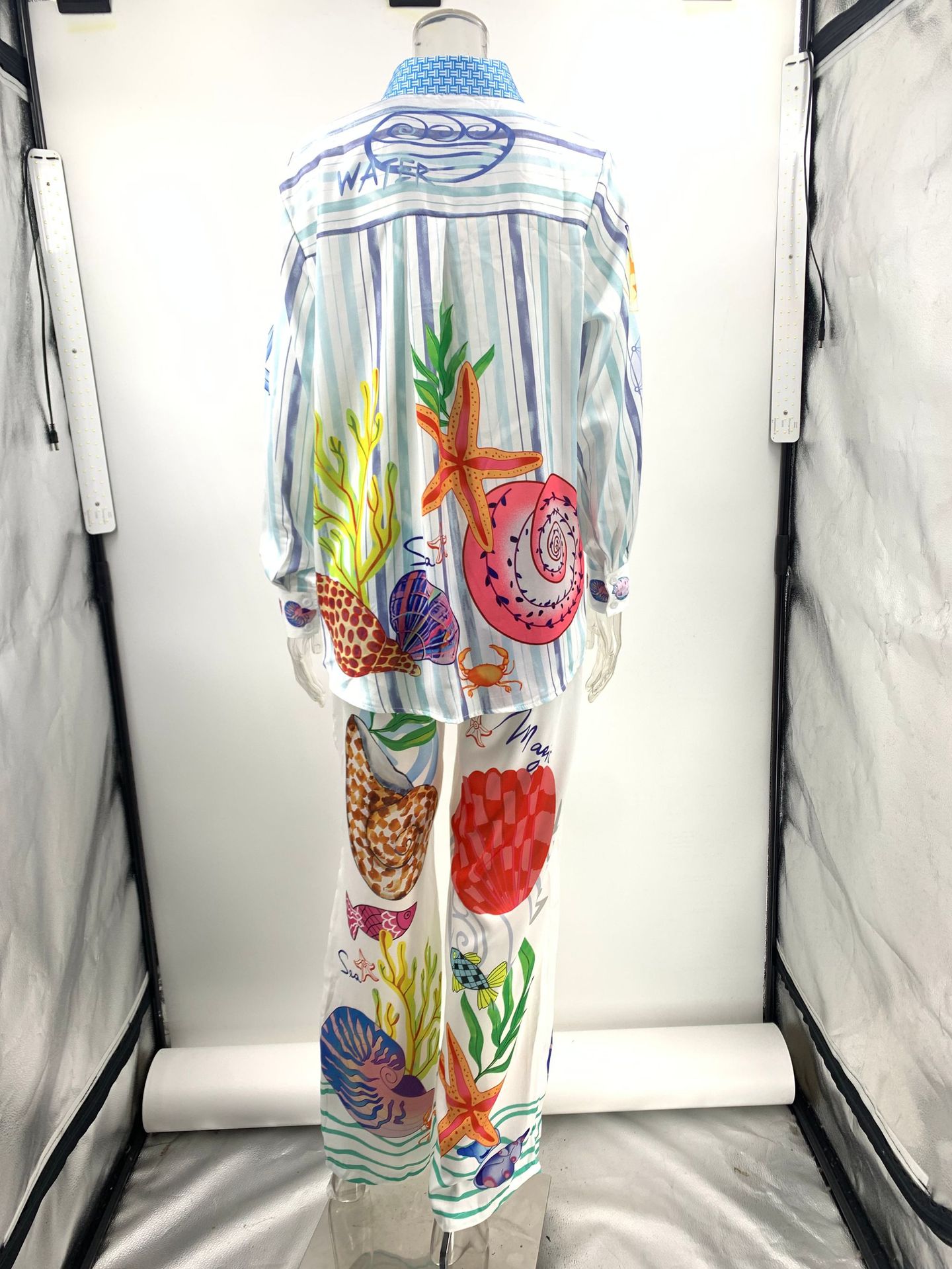 Satin Printed Personalized Graffiti Casual Shirt Trousers Two Piece Suit Amplified craft