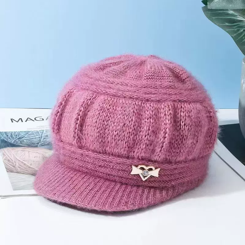 老人帽子女秋冬新款针织休闲时尚妈妈帽中老年加厚加绒保暖毛线帽