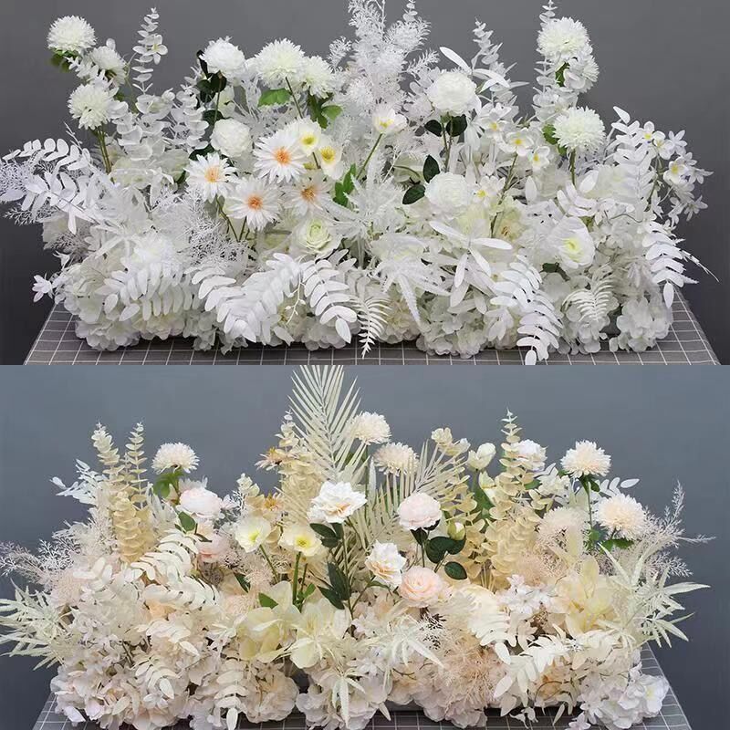 結婚祝いの大きいタイプの花を並べて絹の花の完成品の装飾をシミュレーションします。|undefined