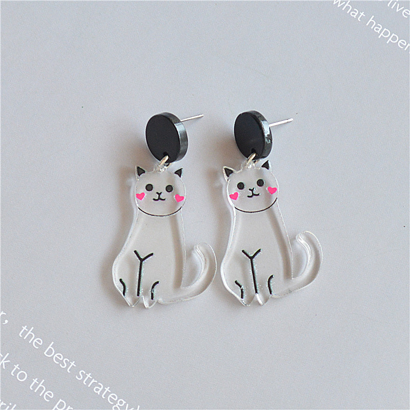 Women'S Gender 1 Pair Cartoon Style Cat Printing Arylic Earrings