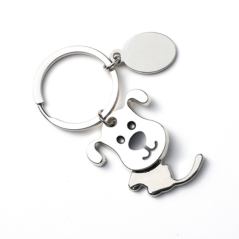 Metal Puppy Key Pendant, Cute and Movable Key, Creative Year of the Dog Gift Tag, Engraved Gift