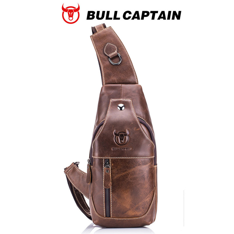 Bullcaptain Retro Men's Genuine Leather Single-Shoulder Crossbody Chest Bag First-Layer Cowhide Front Sling Bag Export Bullcaptain Retro Men's Genuine Leather Single-Shoulder Crossbody Chest Bag First-Layer Cowhide Front Sling Bag Export