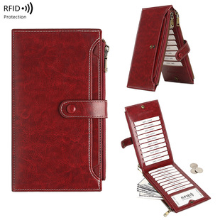 Fashion Women's Long European and American Fashion PU Large Capacity Buckle and Card One-piece Wallet Zipper Women's Clutch Bag