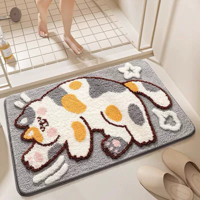 Avtomobil döşəmə paspasları Entrance Bathroom Non-Slip Mat, Imitation - lazy-cat-4060cm-imitation-cashmere