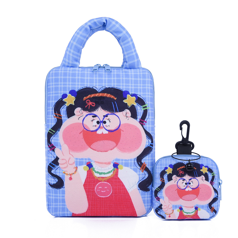 펜던트가 달린 블루 체크 무늬 트럼펫( 11.5inch )