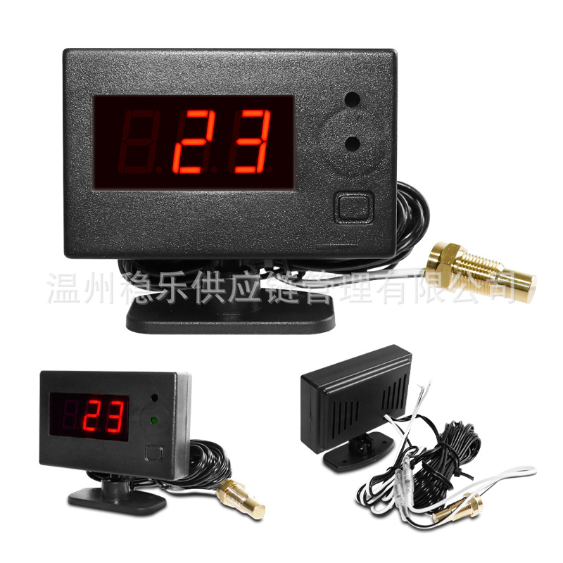 Water Temperature Gauge 40mm Digital Water Temperature Gauge 12V24V Car Modified Electronic Water Temperature Gauge with Dual Sensors