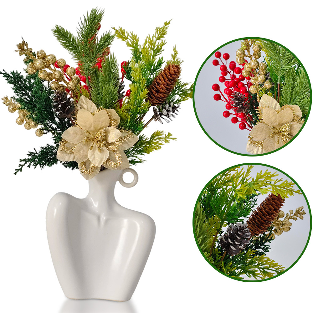 Navidad flores de polvo de oro flores simuladas Navidad bayas tapones de escritorio props de disparo de diseño de decoración del día del árbol de Navidad