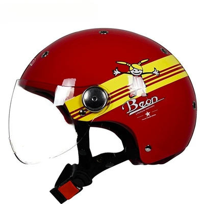 Certified, National Standard, Summer, Motosiklet dəbilqələri - s-bright-red-and-yellow-girl-b103