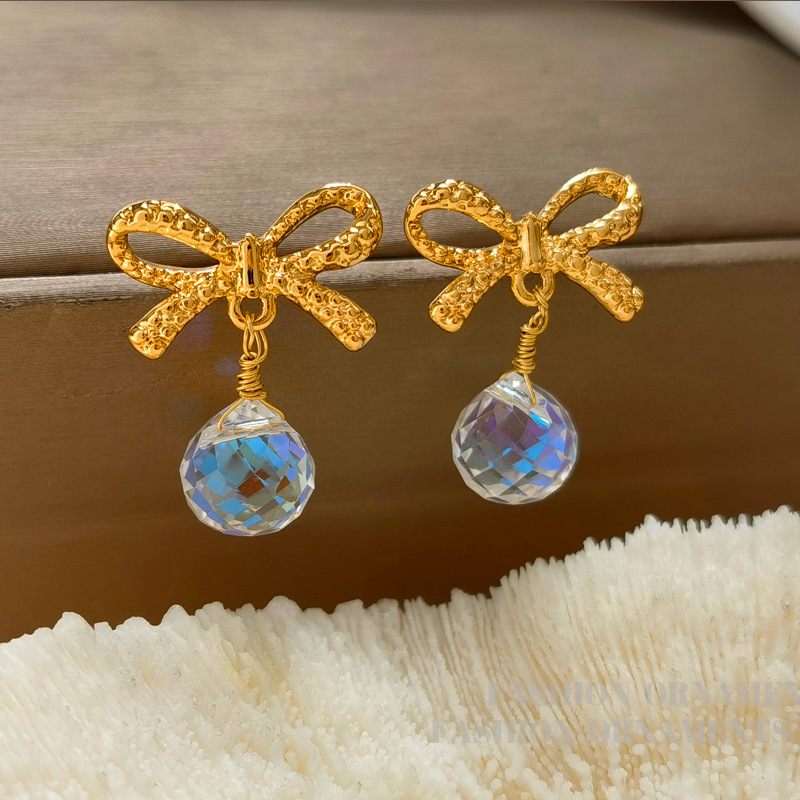 Earrings with bow, silver 925 sample