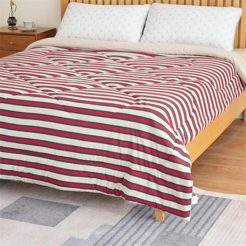 Liangpin Class A Tianzhu cotton air-conditioning quilt striped single and double Japanese-style naked sleeping Japanese-style summer cool quilt unprinted knitted cotton water