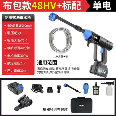 Amazon High Pressure Car Wash Water Gun Portable Lithium Battery Car Washer Wireless Car Washer Special High Pressure Water Gun (High pressure car wash water gun) - 8109-high-pressure-water-gun-blue-gray-10-electric-48hv-with-brush-dual-electric
