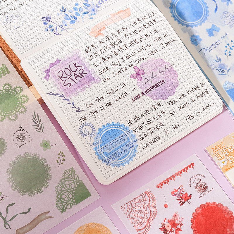 Watercolor Dreamland y papel pegatinas Cuaderno diario Decoración pegatinas retro encaje sello pegatinas Ins viento y papel pegatinas