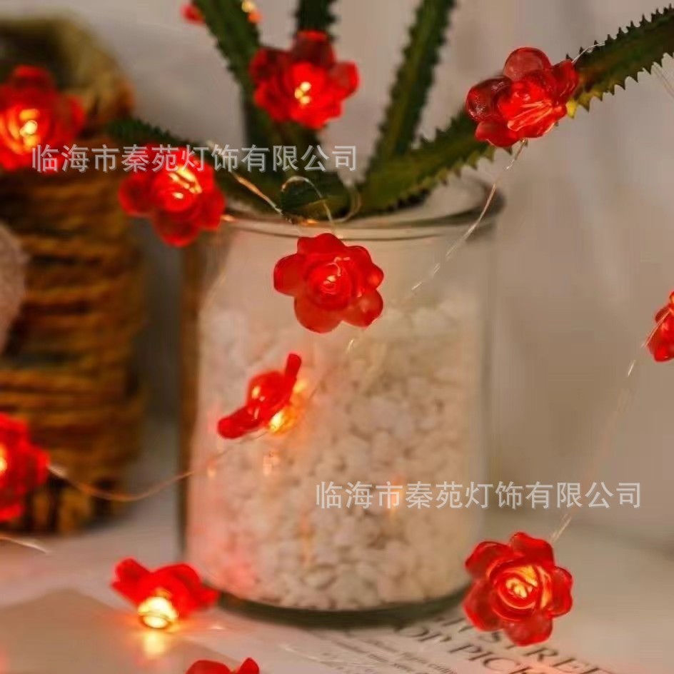 LED alambre de cobre luz amor labios rojos luces pequeñas luces intermitentes decoración Navidad Día San Valentín romántico cumpleaños
