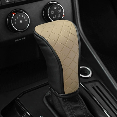 Gear Protection Cover, Car-Mounted Leather: Sürətlər qutusu və əl tormozu başlıqları - manual-transmission-black-and-yellow