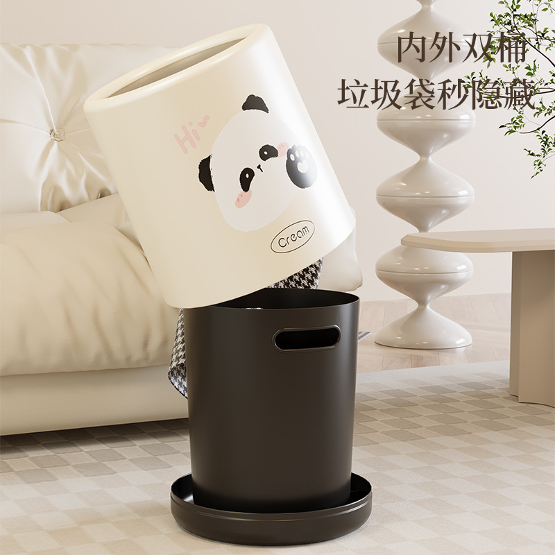 creamdiary奶油風垃圾桶2023新款可愛圓滾滾家用大號客廳臥室帶蓋