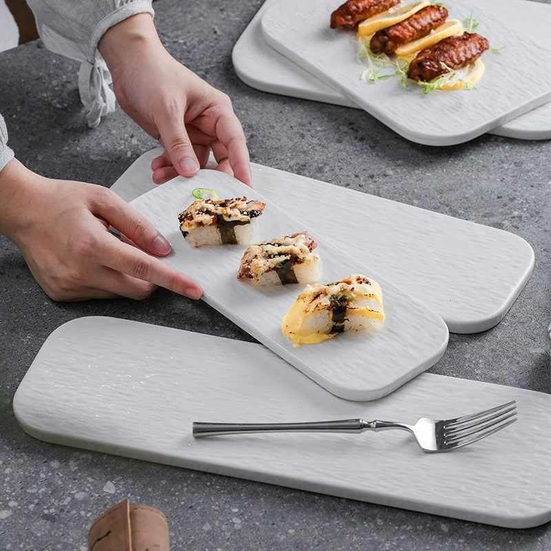 Креативная керамическая тарелка для торта, каменный узор, японская тарелка для суши, длинная тарелка, высококачественная тарелка для стейка, тарелка для десертных закусок