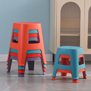 Thickened Plastic Stools for Home Use, Light Luxury Adult Dining Table Chairs, Square Stools, Benches, Extra Thick High Stools, Wholesale Seating