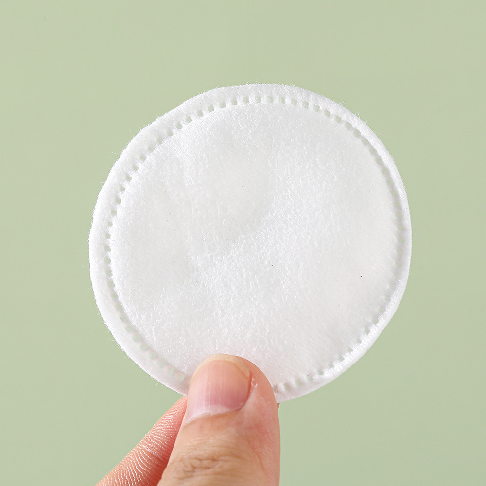 algodón cosmético desechable sin floc portátil de aplicación húmeda de algodón redondo agujero de aguja cerrado borde de cuidado de la piel limpio algodón desmaquillaje