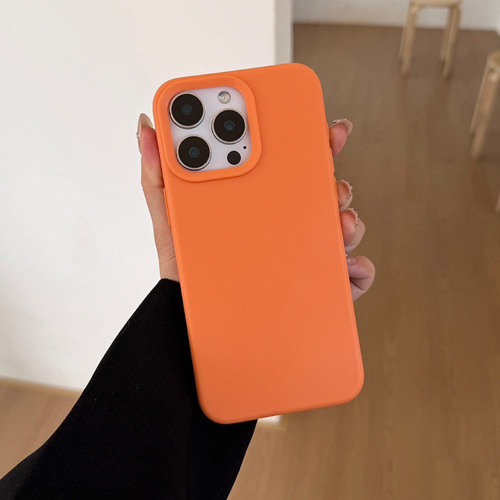 Funda protectora de silicona anticaídas para iPhone 15 Pro, 13 y 17, de color puro y tacto piel, estilo simple, todo incluido.