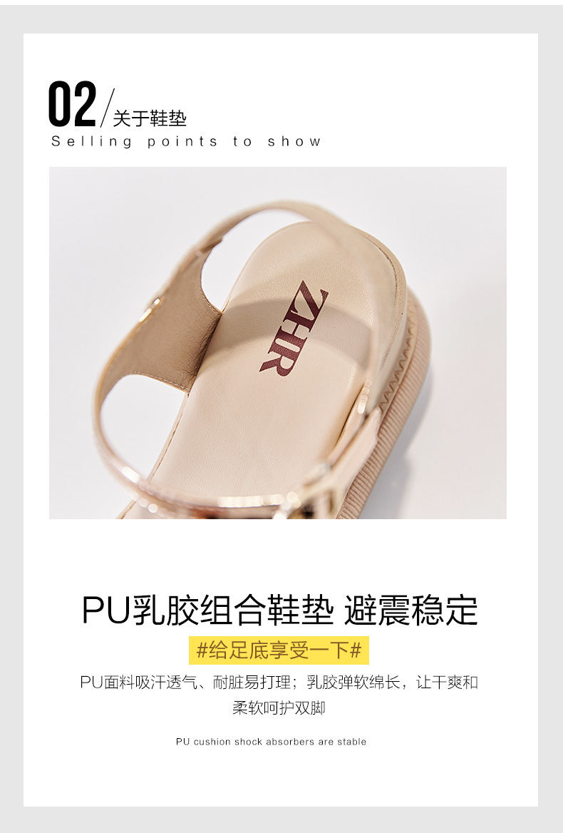 Giày sandal đế xuồng nữ đính đá thời trang — M298 màu đen chi tiết 11