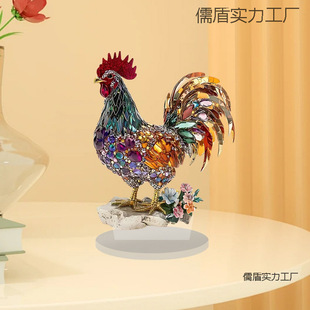 Cross-Border Creative Colorful Lucky Rooster Animal Ornaments 2D Flat Acrylic Home Office Desk Decoration Ornaments