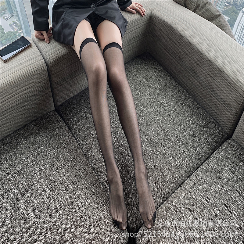 Sexy Stockings for Women, Fishnet Stockings, Long Stockings, Thigh-High Stockings, Thin Lace Trim, Teasing Black and White Beautiful Legs, Sun Protection