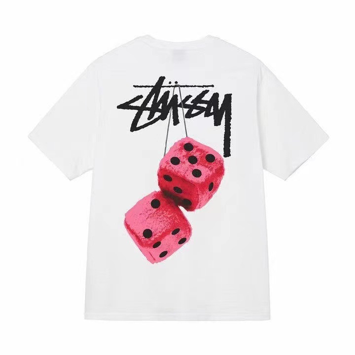 Stussy アメリカのトレンドブランド 男女兼用 ハイウェイトピュアコットン 半袖 夏 メンズ ルーズTシャツ 3つのラベル|undefined