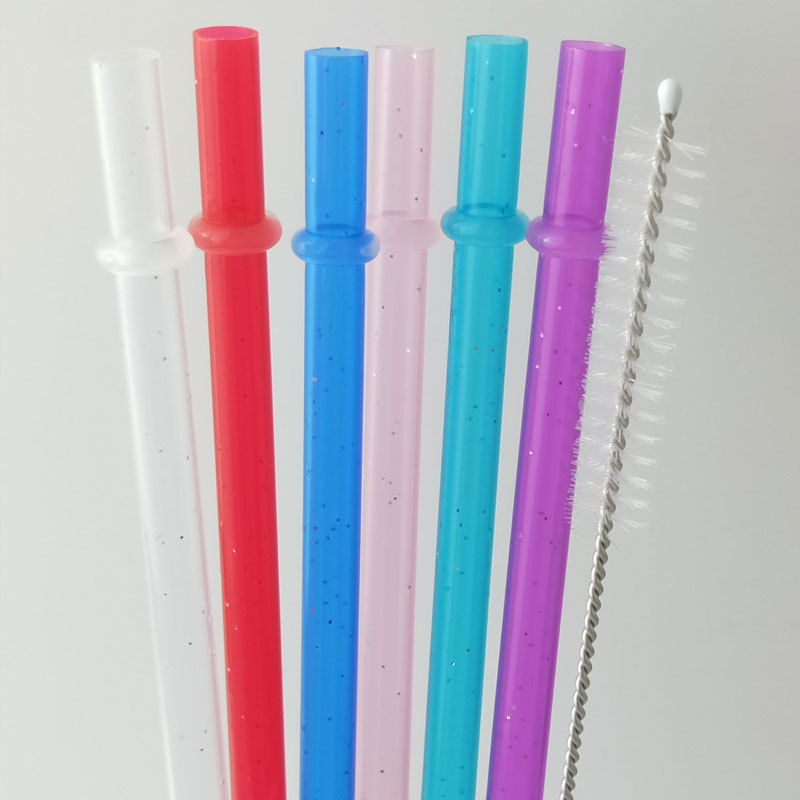 Nueva paja de plástico desechable color sólido paja de polvo de plata endurecida paja creativa paja de fiesta al por mayor