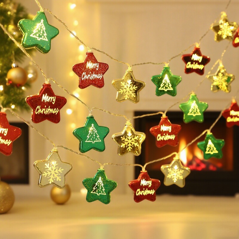 Led Cross-Border Indoor Christmas Electroplating Light String Lights Christmas Tree Five-Star Ball Holiday Decoration Decorative Atmosphere Light