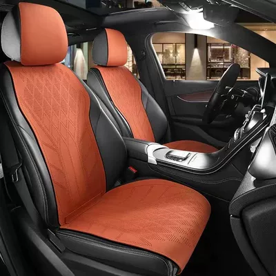 universal suede perforated breathable | Seat cushion, seat cover - color-vibrant-orange-model-two-seats-for-driver-and-passenger-seats-comfortable-version