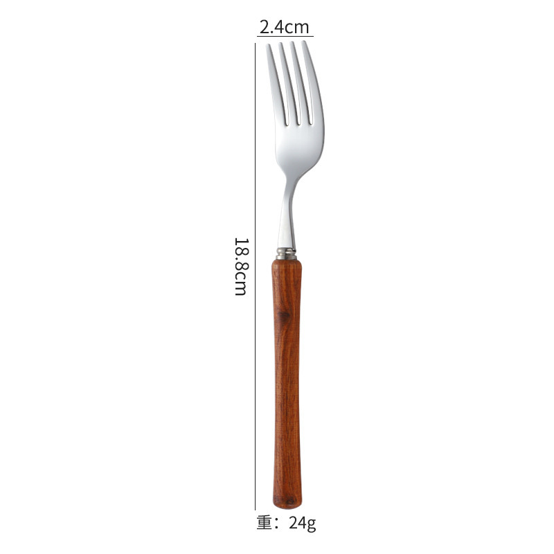 日本製 304 ステンレス鋼のナイフ、フォーク、スプーン、高級木製ハンドル食器、家庭用高見え木製ハンドルステーキナイフ、デザートスプーン|undefined