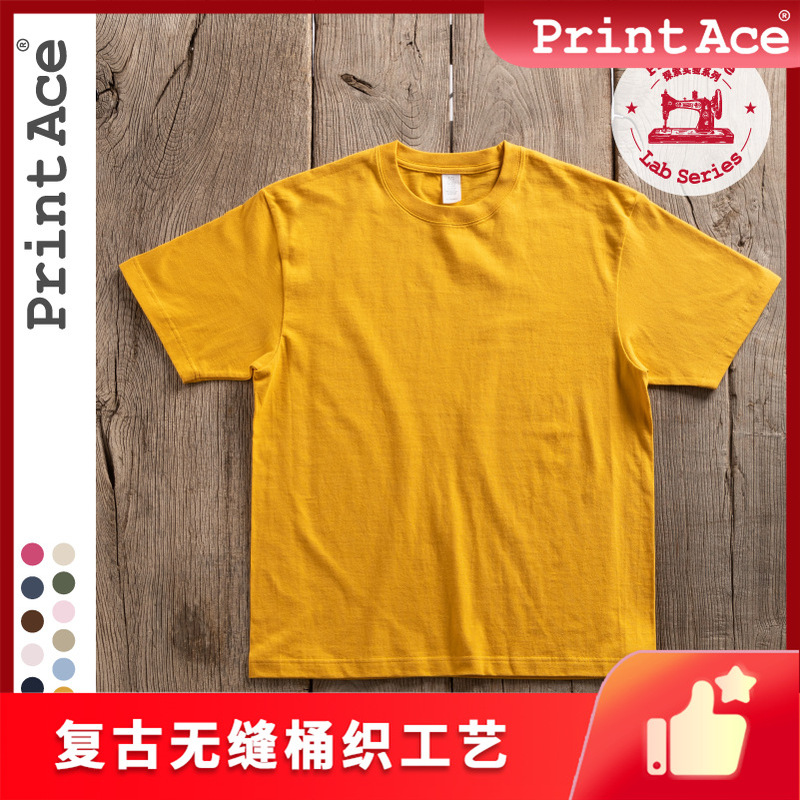 Vintage Classic Barrel Weave Retro Moderately Loose Short-Sleeved T-Shirt 6001