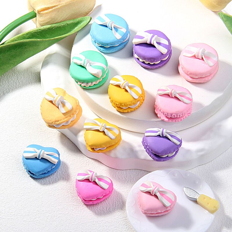 Heart-shaped soft ceramic macaroon diy cream phone case material key chain pendant car air outlet aromatherapy accessories