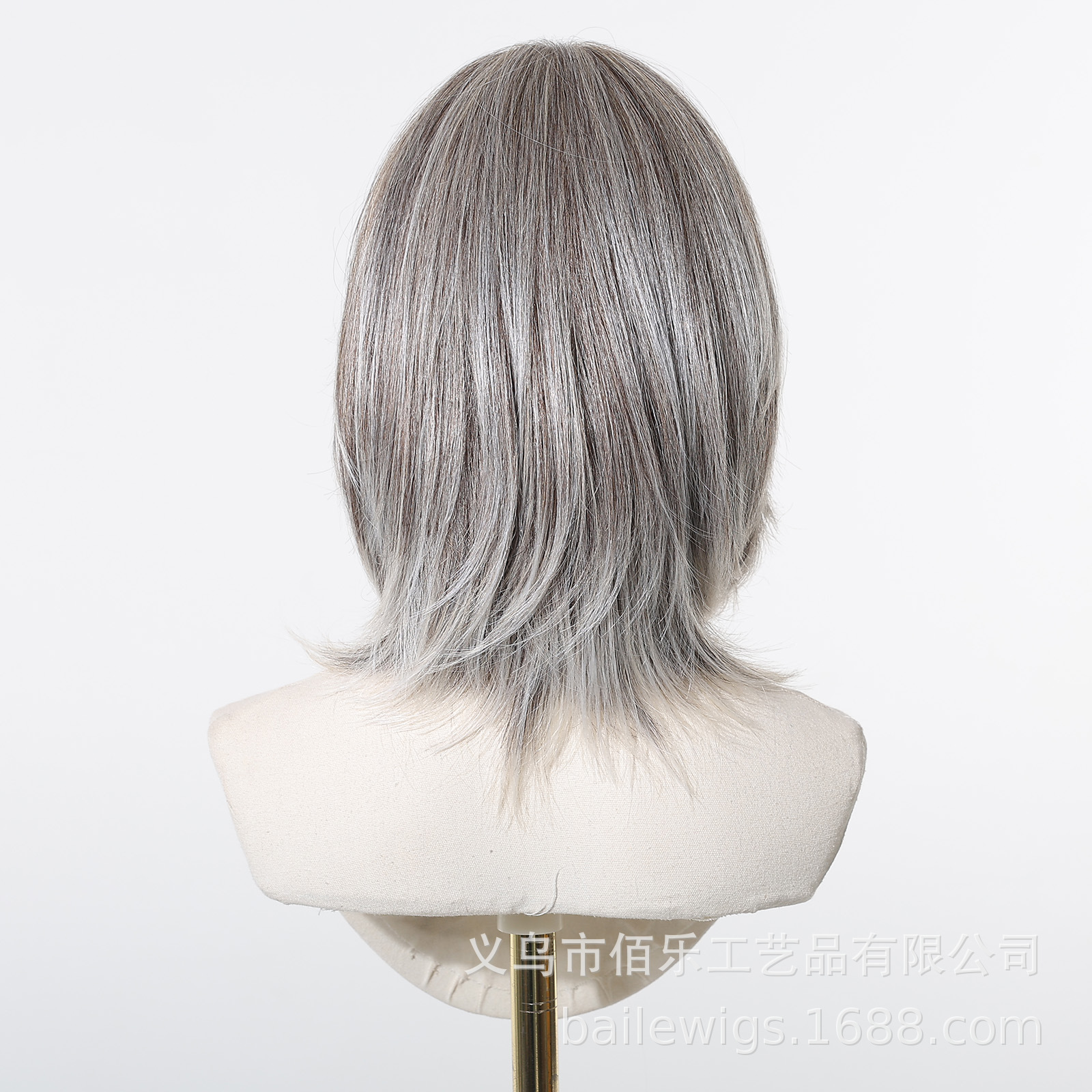 Peruca híbrida gris plateada gradiente nivel de onda de aire mecanismo de franja red interna puede ser modelado punto de suministro directo wigs