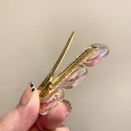 高级感粉色夹子头饰发夹女气质一字夹无痕夹侧边刘海碎发夏季边夹