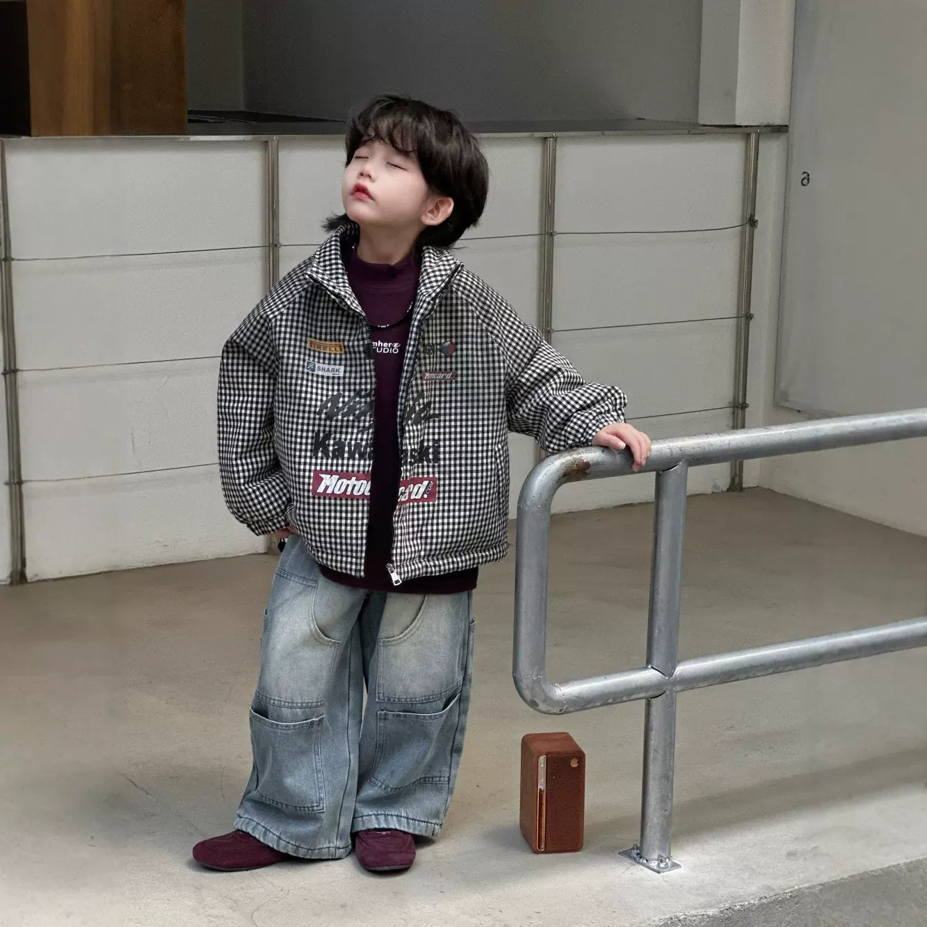 儿童外套2025新款儿童秋冬款加厚保暖中小童格子宽松韩版百搭上衣