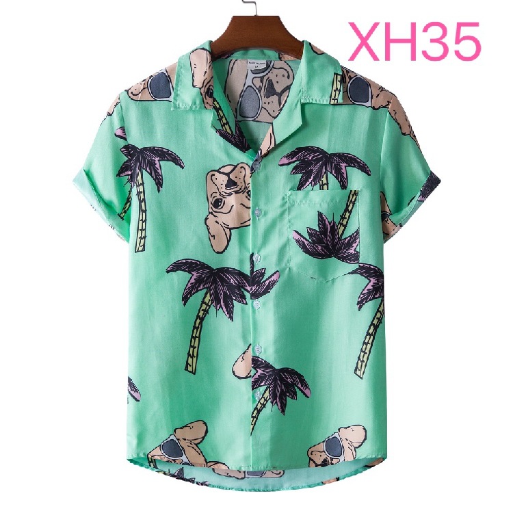 Summer youth fashion personalized print short-sleeved shirt