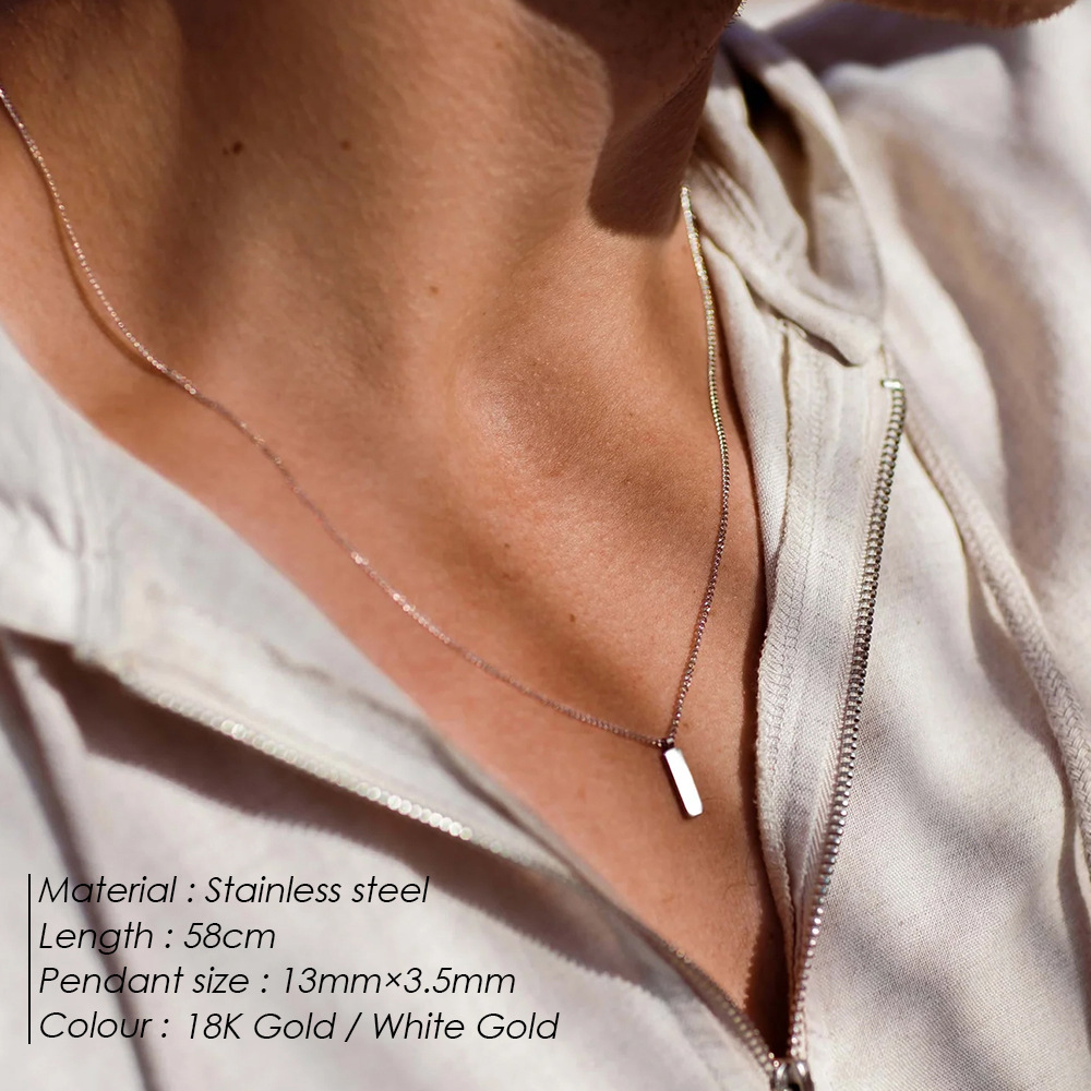 304 Stainless Steel Chain Material Men's Vacation Classic Style Layered Necklaces Solid Color 316L Stainless Steel  Waterproof Non Tarnish Surgical Steel Men Pendant Necklaces