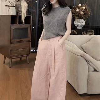 26080新大爱美依缘2026夏季新款纯色圆领背心休闲垂感直筒裤显瘦