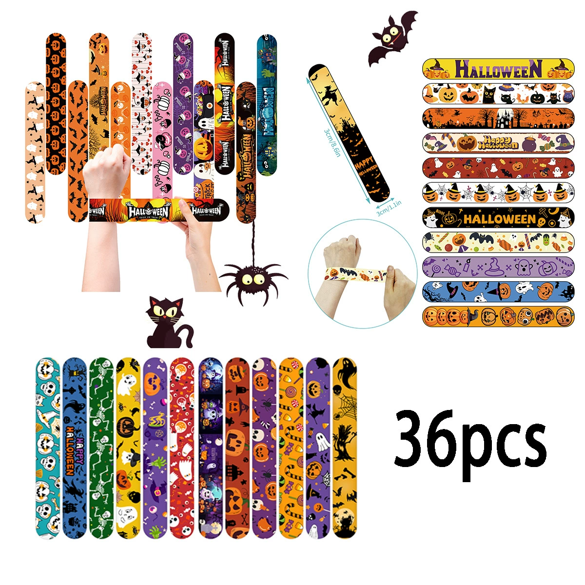 Комбинированный набор на Хэллоуин, детский праздничный браслет с защелкой, браслет с защелкой в ​​стиле ужасов с героями мультфильмов