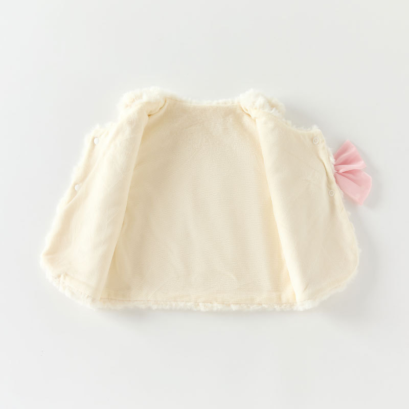 [High-grade] otoño y invierno bebés femeninos de conejo chaleco de peluche arco de aire extranjero bebé pequeño hombro princesa chaleco de primavera