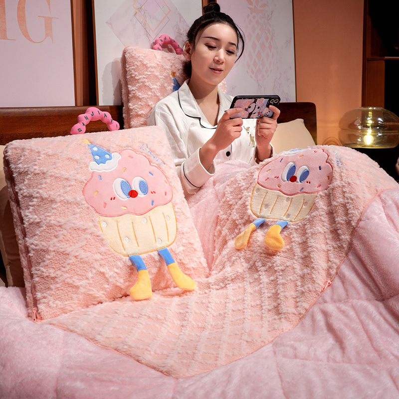 도넛 휴대용 베개 이불 기모 따뜻한 담요 사무실 다기능 낮잠 베개 자동차 베개 이불