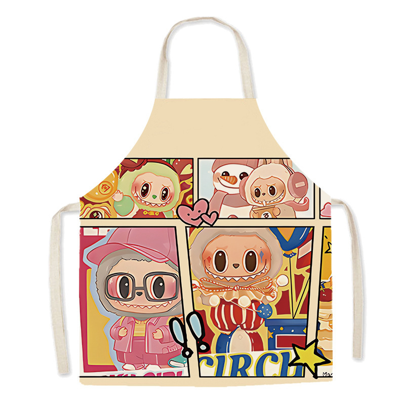 Labubu 漫画生地エプロンベーキングキッチンホームパーソナライズクリエイティブアートギフト防汚カバーオール|undefined