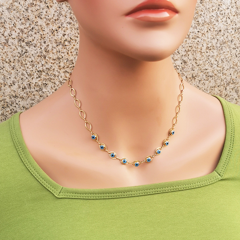 Style Simple Œil Acier Au Titane Placage Incruster Coquille Collier 1 Pièce display picture 5