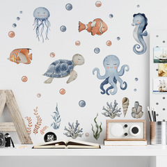 FX7594 cartoon underwater world coral octopus sea turtle bedroom living room home decoration wall sticker wholesale