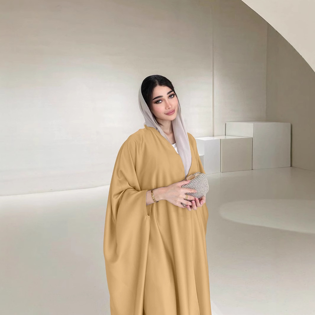 2026 Spring/Summer New Middle Eastern Style Robe Coat, Fashionable Elegant, Soft And Lightly Draped Batwing Sleeve_ecoleips.com