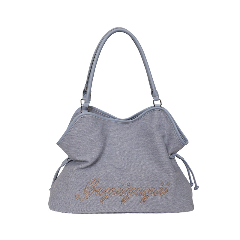 2026 nueva moda denim transfronteriza, bolsa de gran capacidad, bolsa de hombro de viaje casual coreana, mujer