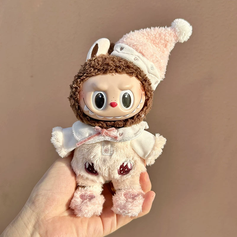 Только одежда] 17см подвеска с слепым ящиком Labubu одежда Labubu кукла детская одежда конус надевания комбинезоны милый и милый