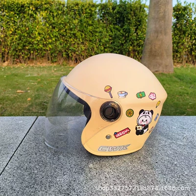 children autumn and winter warm men's | Motosiklet kaskı (dəbilqə) - mocha-black-and-white-panda-transparent-long-mirror-3c-childrens-3-10-and-a-half-years-old-helmet